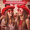 4E’s Novelty Red Cowboy Hat for Women & Heart Sunglasses – Felt Cowgirl Hats Women with Feathers